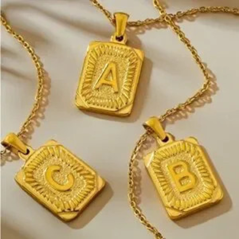 Gold Monogram Initial Necklace (J) (9024)